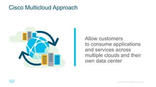 Cisco Multicloud Approach
Allow customers
to consume applications
and services across
multiple clouds and their
own data c...