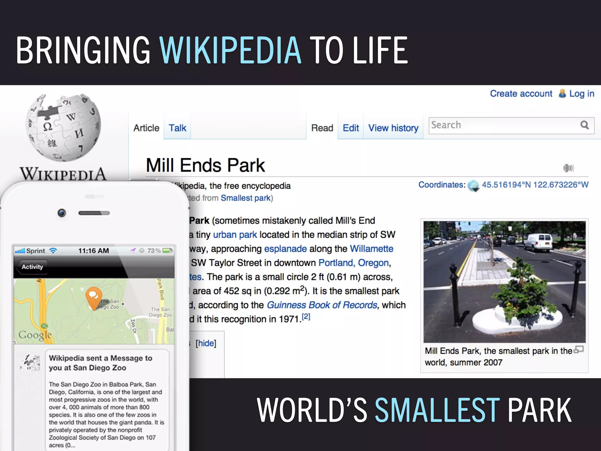 BRINGING WIKIPEDIA TO LIFE




LEWEB ’12      WORLD’S SMALLEST PARK
 