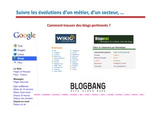 Suivre les évolutions d’un métier, d’un secteur, …

              Comment trouver des blogs pertinents ?
 