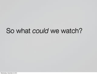 So what could we watch?




Wednesday, December 8, 2010
 