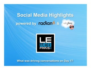 Social Media Highlights
powered by                  &              .




What was driving conversations on Day 1?
 
