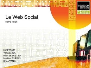 Le Web Social
Notre vision

UV-F2B506
Yanqiao GAI
Paul SEBASTIEN
Mathieu TURPIN
Shan YANG

 
