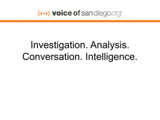 Investigation. Analysis.
Conversation. Intelligence.
 