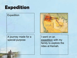 ExpeditionExpeditionA journey made for a special purposeI went on an expedition with my family to explore the rides at Kemah.