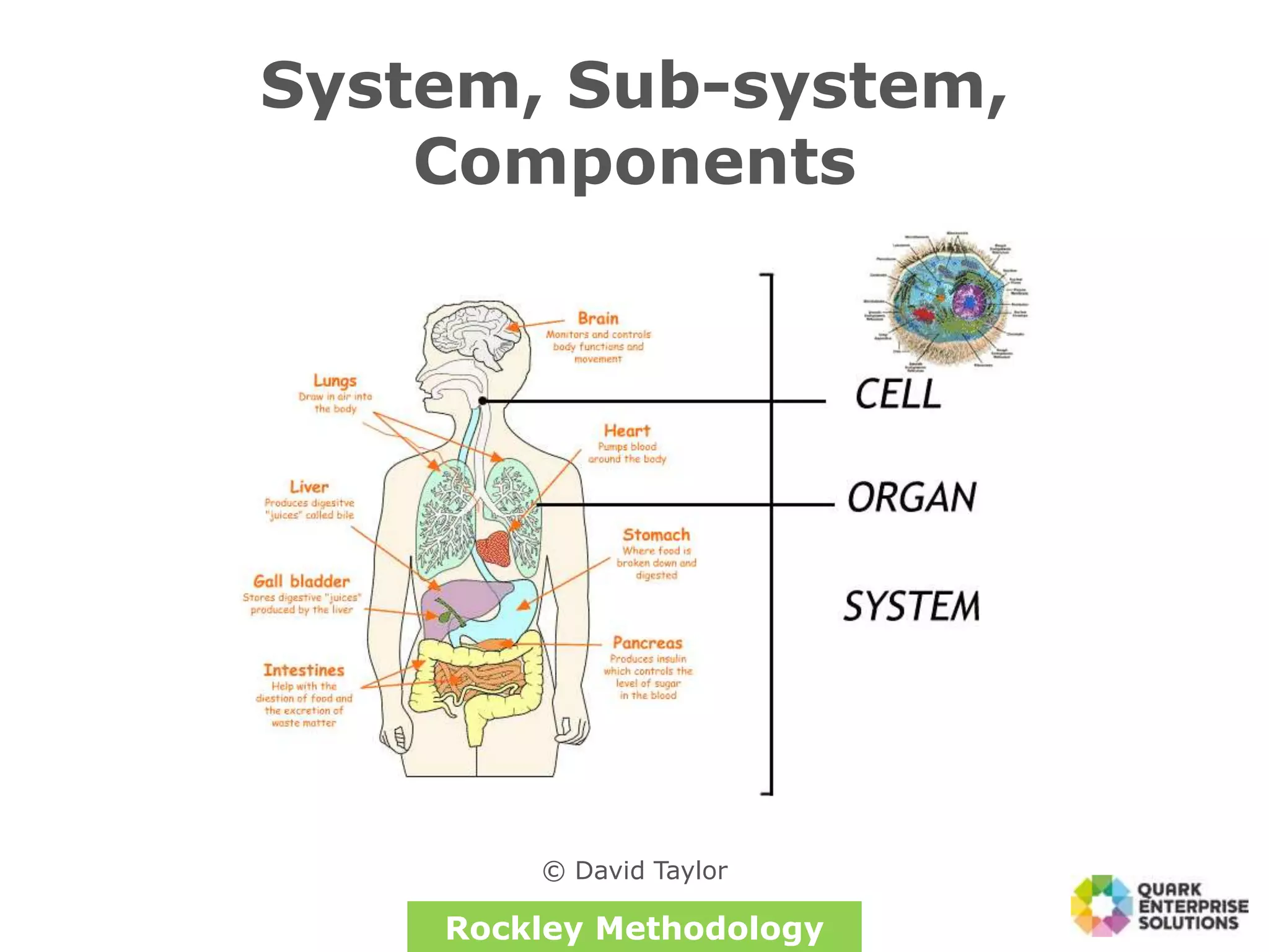 System, Sub-system,
Components
© David Taylor
Rockley Methodology
 