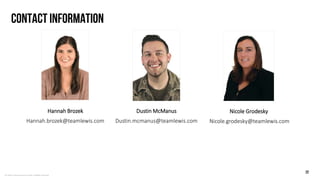 © LEWIS Communications Limited. All Rights Reserved
Contact Information
Nicole Grodesky
Nicole.grodesky@teamlewis.com
Hannah Brozek
Hannah.brozek@teamlewis.com
Dustin McManus
Dustin.mcmanus@teamlewis.com
22
 