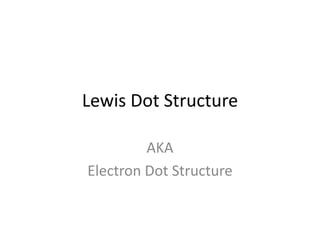 Lewis Dot Structure AKA Electron Dot Structure 