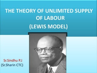 THE THEORY OF UNLIMITED SUPPLY
OF LABOUR
(LEWIS MODEL)
Sr.Sindhu P.J
(Sr.Sharin CTC)
 
