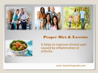 Proper Diet & Exercise
It helps to improve chronic pain
caused by inflammation or
arthritis.

www. lewisorthopaedics.com

 