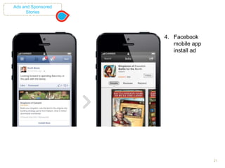 21
Ads and Sponsored
Stories
4. Facebook
mobile app
install ad
 