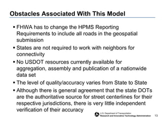 Existing Nationwide Road CenterlinesThe following three alternatives were examined in terms of pros and cons:US Census TIGER DataCommercial Data ProvidersNAVTEQTomTomVolunteered Geographic Information (VGI)OpenStreetMap (OSM)ESRI’s Community Base Maps (ECBM)ALL ARE LESS THAN IDEAL FOR TFTN “AS IS”