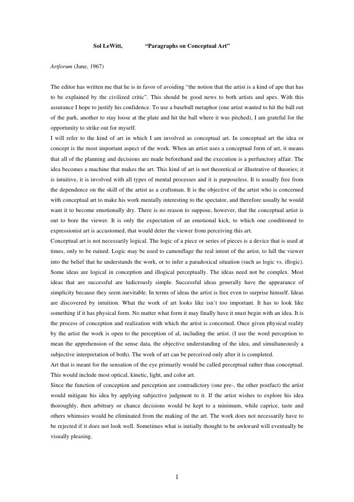 Sol lewitt paragraphs on conceptual art summary picture