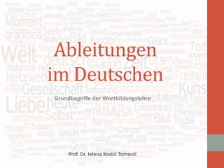 Ableitungen
im Deutschen
Grundbegriffe der Wortbildungslehre
Prof. Dr. Jelena Kostić Tomović
 