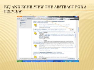 ECJ AND ECHR-VIEW THE ABSTRACT FOR A
PREVIEW
 