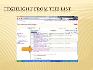 HIGHLIGHT FROM THE LIST
 