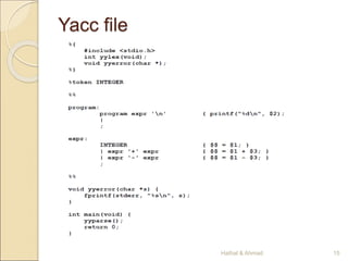 Yacc file
15
Hathal & Ahmad
 