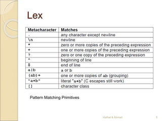 Lex
Pattern Matching Primitives
5
Hathal & Ahmad
 
