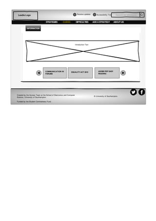 Accessibiltiy Tool Search for strategiesLexdis Logo
STRATEGIES DIFFICULTIES ADD A STRATEGY ABOUT USGUIDES
INFORMATION
Created by the Access Team at the School of Electronics and Computer
Science, University of Southampton.
Funded by the Student Centredness Fund.
© University of Southampton.
Introduction Text
COMMUNICATION IN
FORUMS
EQUALITY ACT 2010 ADOBE PDF EASY
READING
Receive updates
 