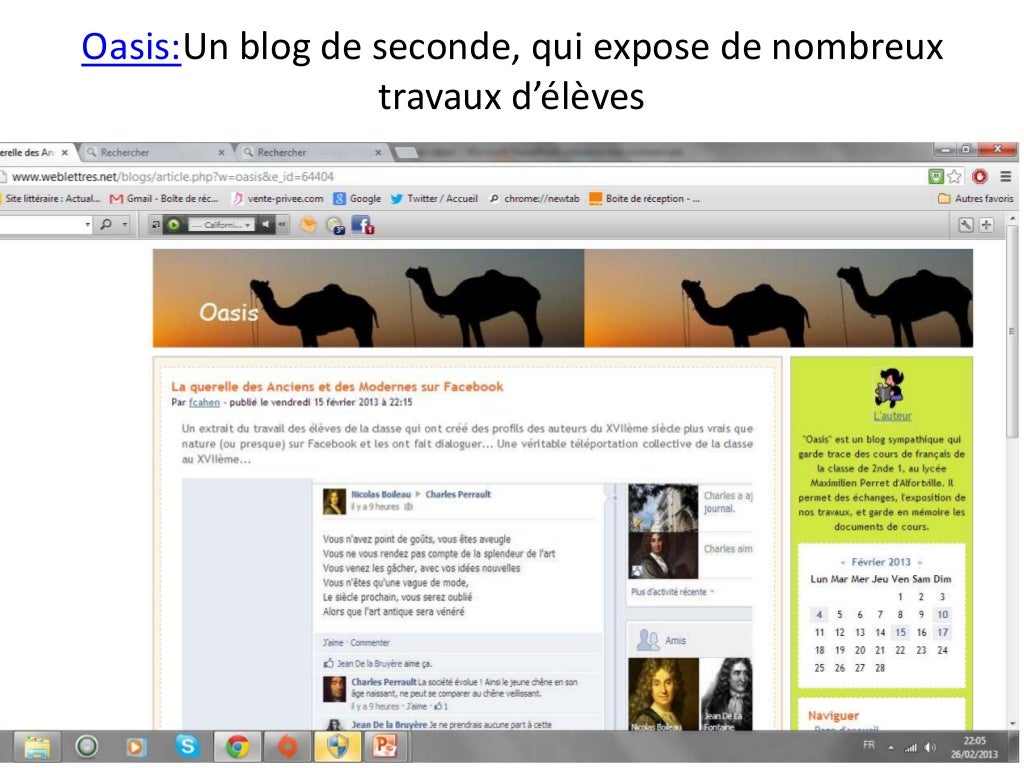 L'exemple de quelques blogs au lycée en classe