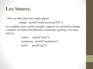 Lex Examples Lexical | PPTX