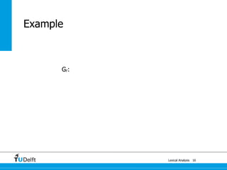 Lexical Analysis 16
Example
Gr:
 