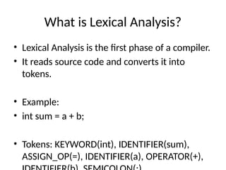 Comprehensive Guide to Lexical Analysis in Compiler Design | PPTX