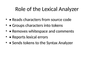 Comprehensive Guide to Lexical Analysis in Compiler Design | PPTX