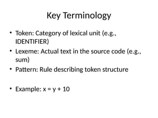 Lexical Patterning Examples Comprehensive Guide to Lexical Analysis in Compiler Design | PPTX