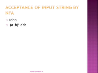 aabb
(a|b)* abb
inspireray.blogspot.in
 