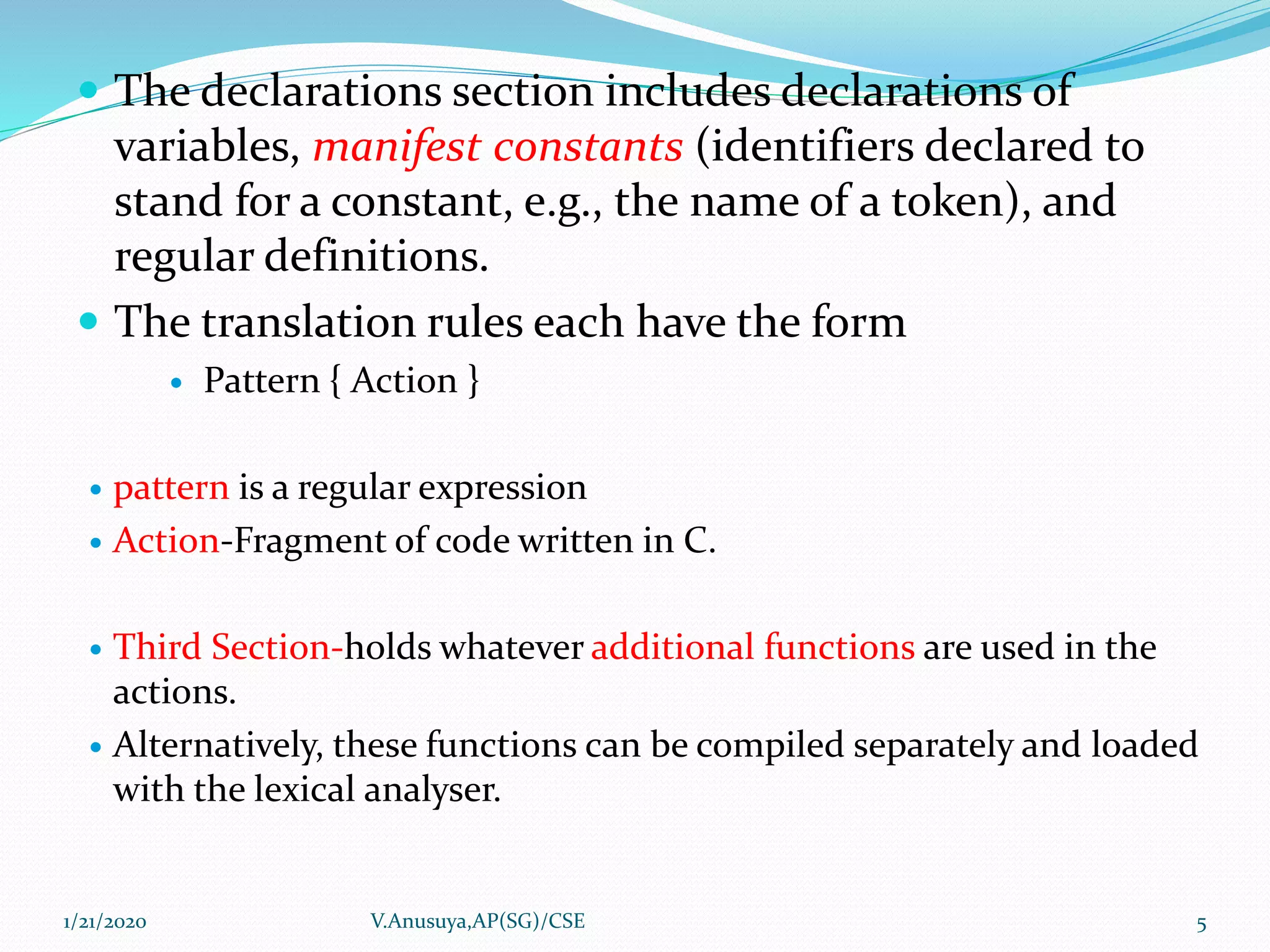 Lexical analyzer generator lex | PPTX