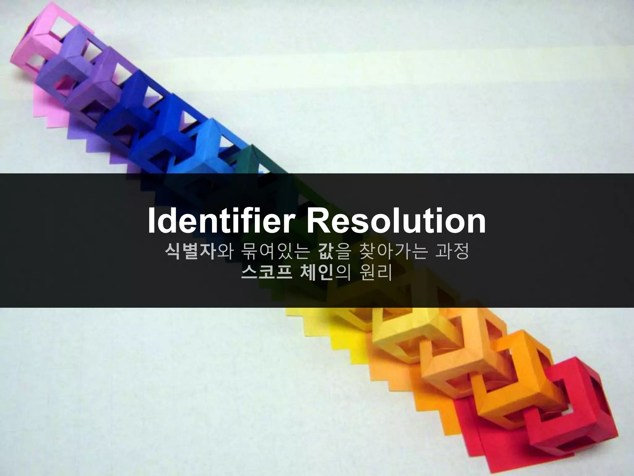 Identifier Resolution
식별자와 묶여있는 값을 찾아가는 과정
스코프 체인의 원리
 