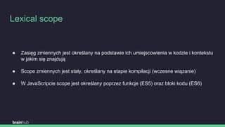 Lexical scope, function vs. block scope, hoisting, scope closures | PDF ...