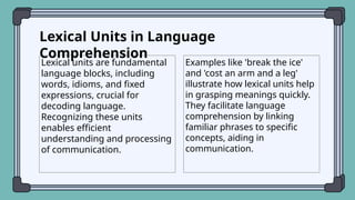 Comprehensive Analysis of Lexical Units and Their Functions in Language ...