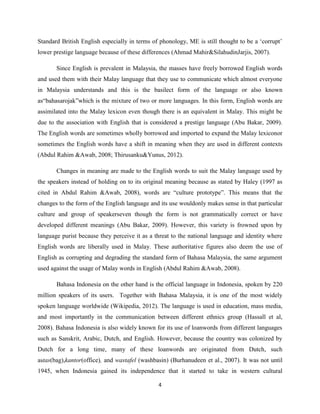 Nativization of English Words in Bahasa Malaysia and Bahasa Indonesia