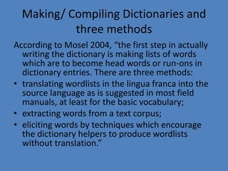 Compiling Words umair ijaz's Lexicography presentation | PPTX