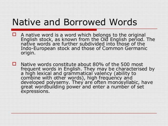 Words of native origin lexicology