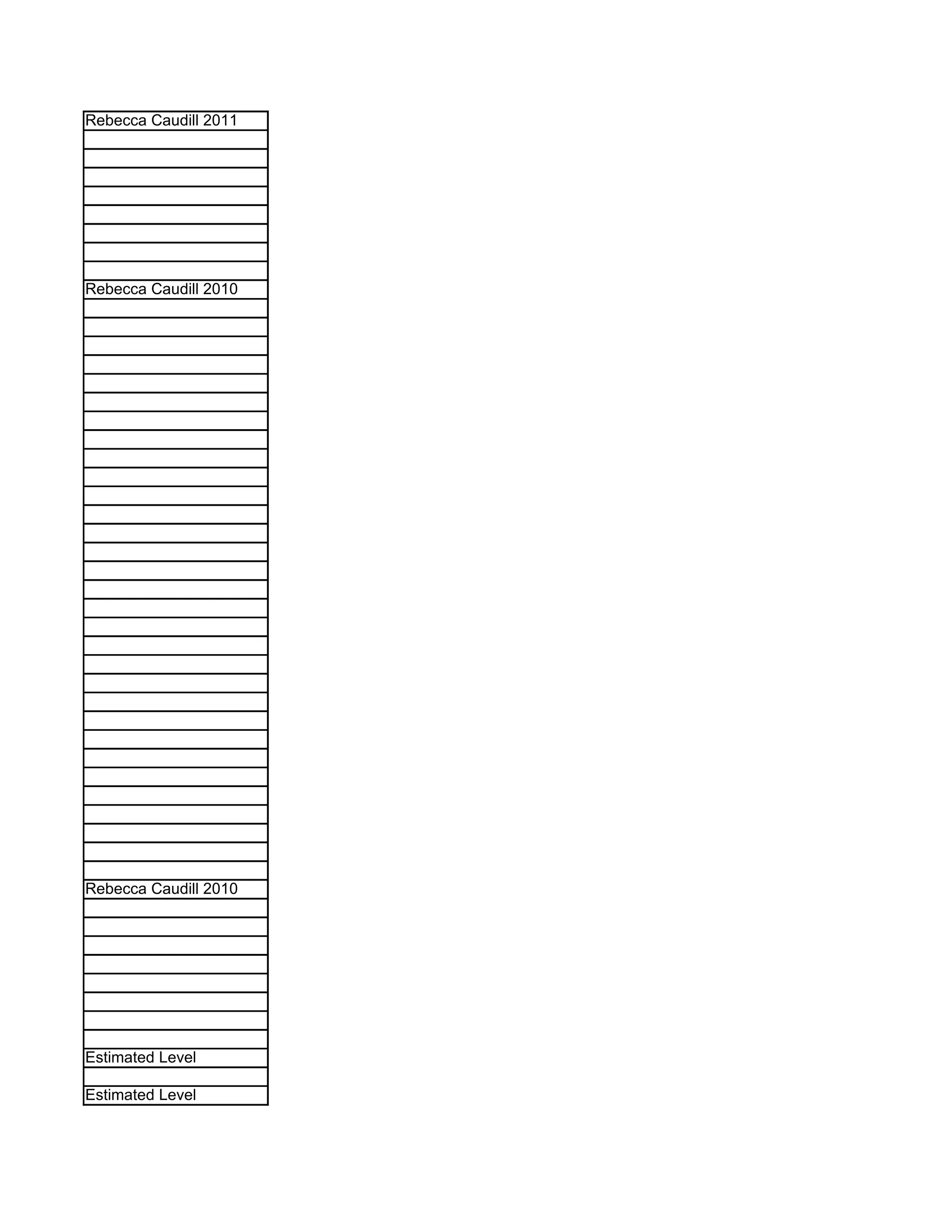 Rebecca Caudill 2011




Rebecca Caudill 2010




Rebecca Caudill 2010




Estimated Level

Estimated Level
 