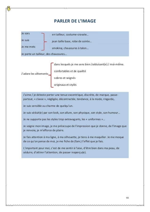 Lexique Parler De L Image B1