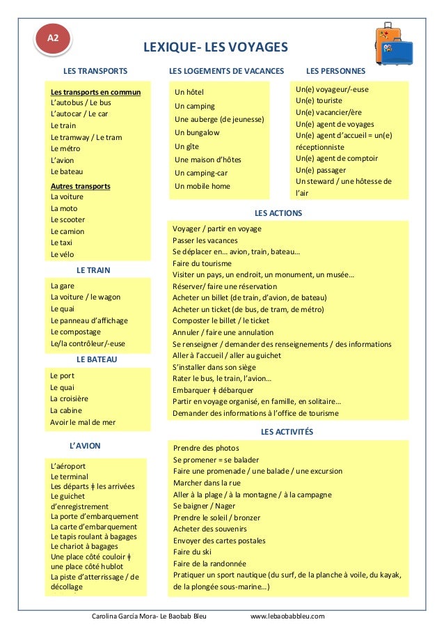 vocabulaire du voyage pdf