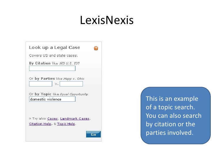 LexisNexis performing legal research