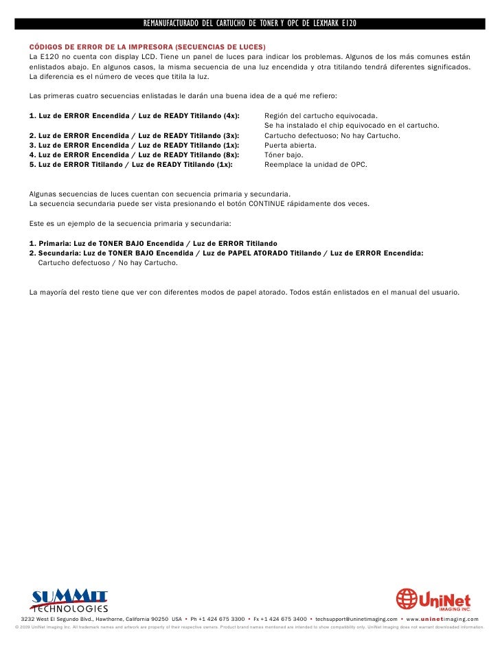 Manual de Recarga Lexmark E120 Espanhol.