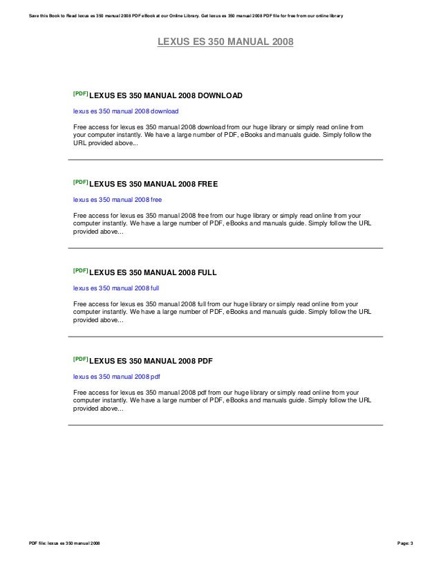 Lexus es350manual2008