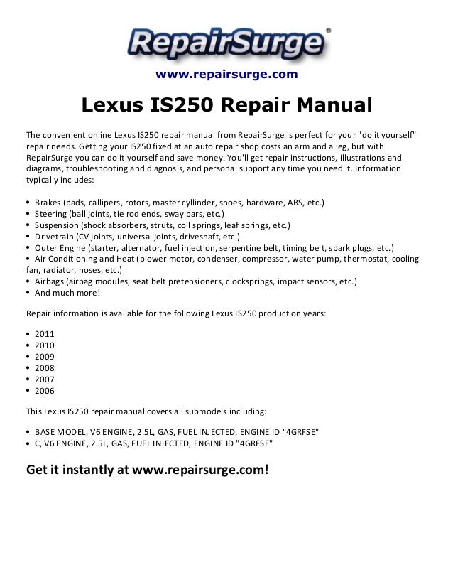 lexus is 250 manual 2011