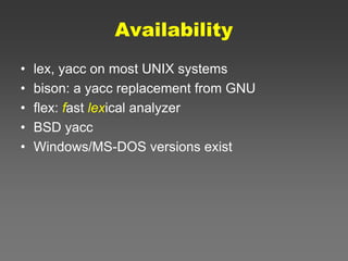LEX & YACC TOOL | PPTX