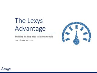 The Lexys
Advantage
Building leading-edge solutions to help
our clients succeed.
 