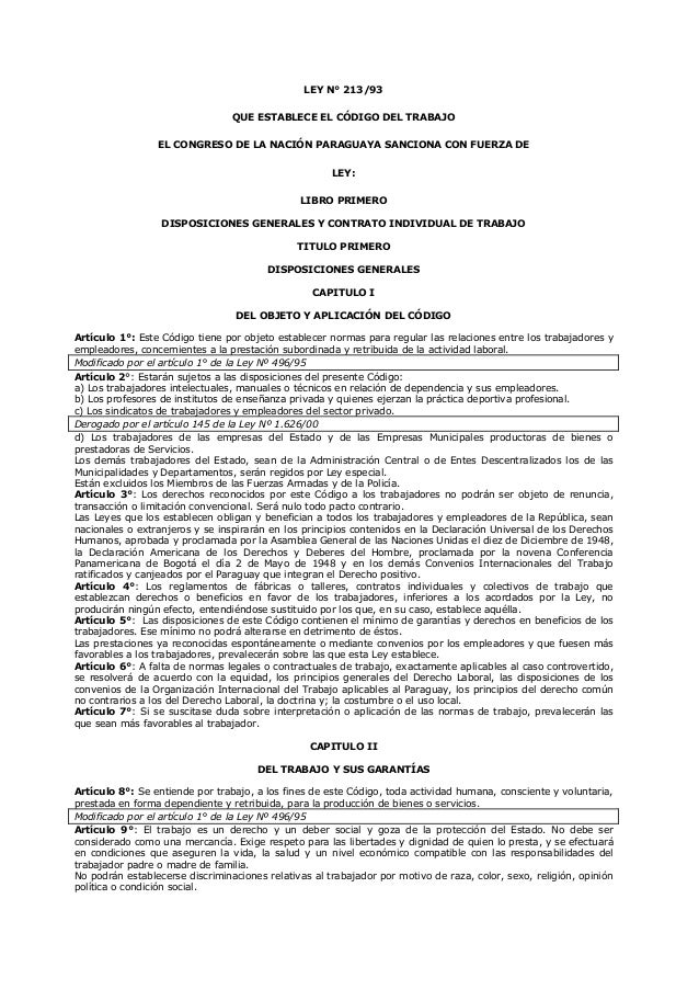 Ley 213 93 Codigo Laboral