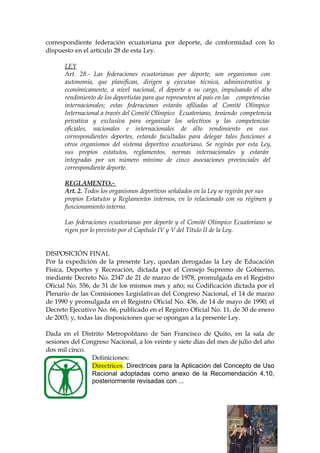 LEY DE EDUCACION FISICA