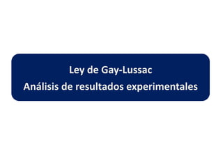 Ley de Gay-Lussac
Análisis de resultados experimentales
 