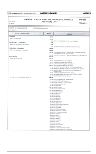 605625NORMAS LEGALESViernes 2 de diciembre de 2016El Peruano /
 