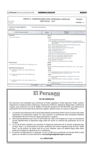 605627NORMAS LEGALESViernes 2 de diciembre de 2016El Peruano /
 